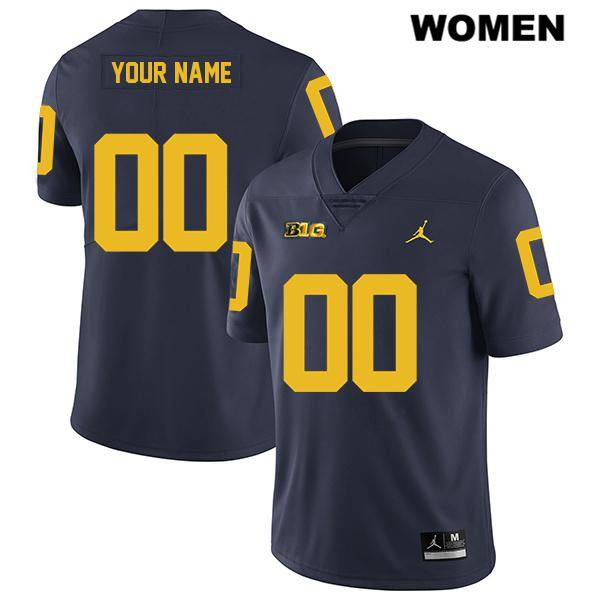 Women's NCAA Michigan Wolverines Custom #00 Navy Jordan Brand Authentic Stitched Legend Football College Jersey VV25W65PJ